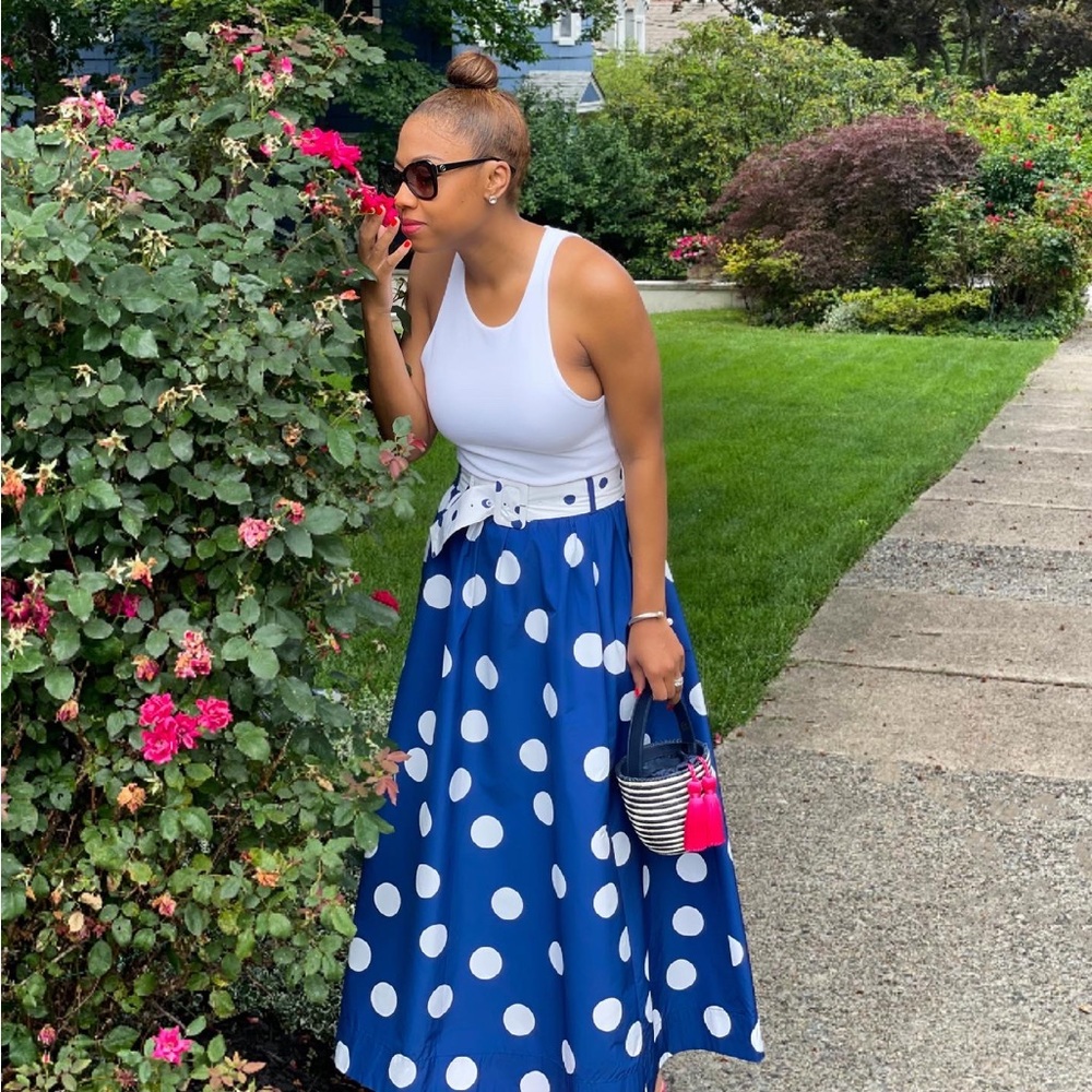 J. Crew Belted Polka Dot Maxi Skirt